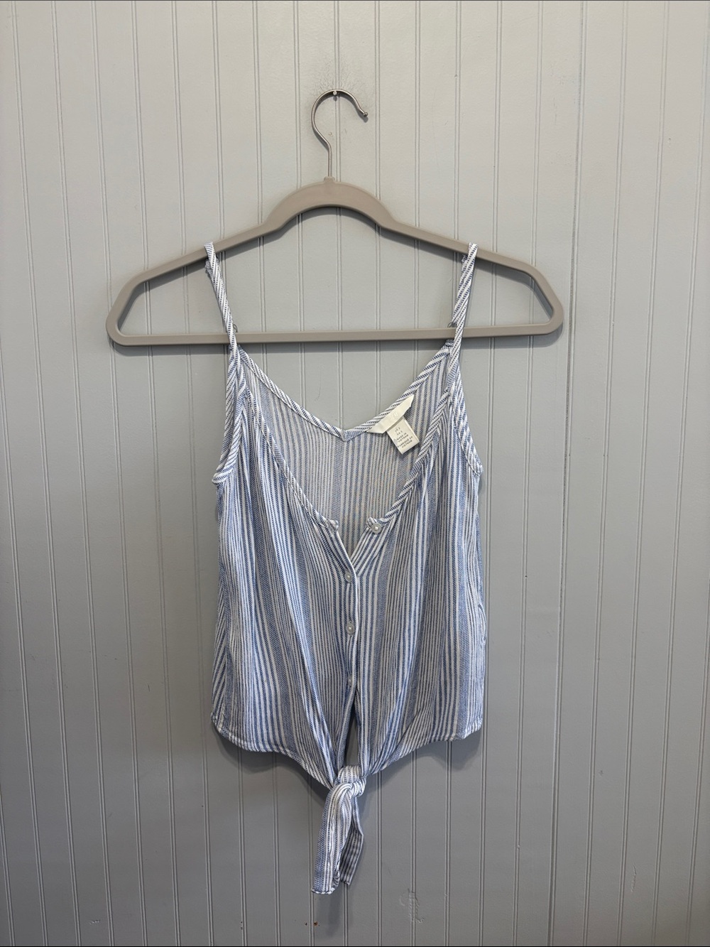 H&M Blue and White Striped Tie-Front Cami Top Size 2